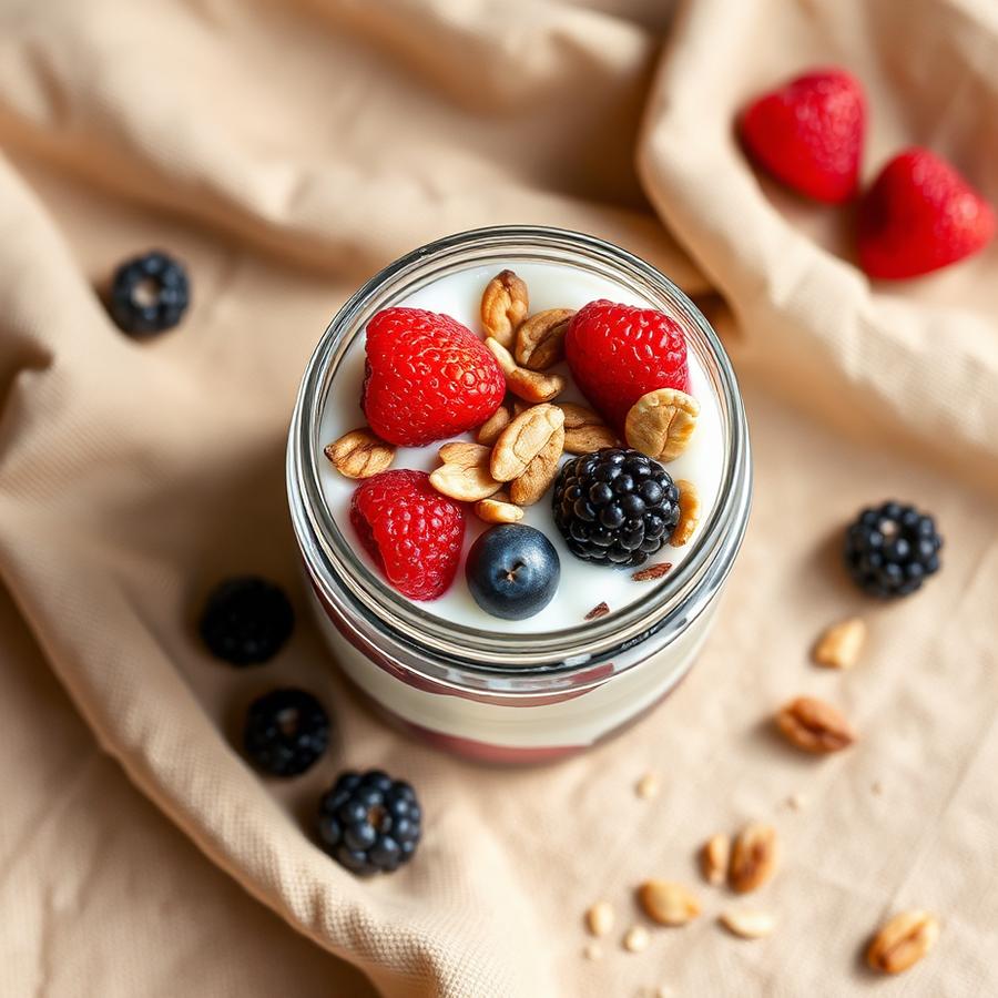 Parfait proteico de frutos rojos