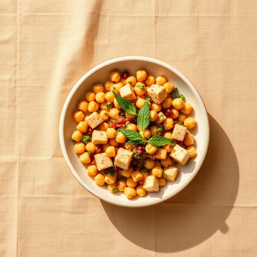 Bowl de garbanzos y tofu